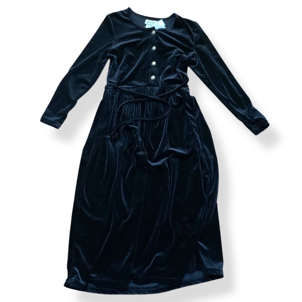 Witchcore‎ Vintage Black Velvet Empire Waist Dress Witch Coven Funeral Dress